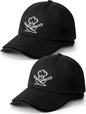 4 Pack Chef Caps for Men Adjustable Baseball Cap Black Funny Kitchen Hats Bulk Dad Hat Chef Accessories