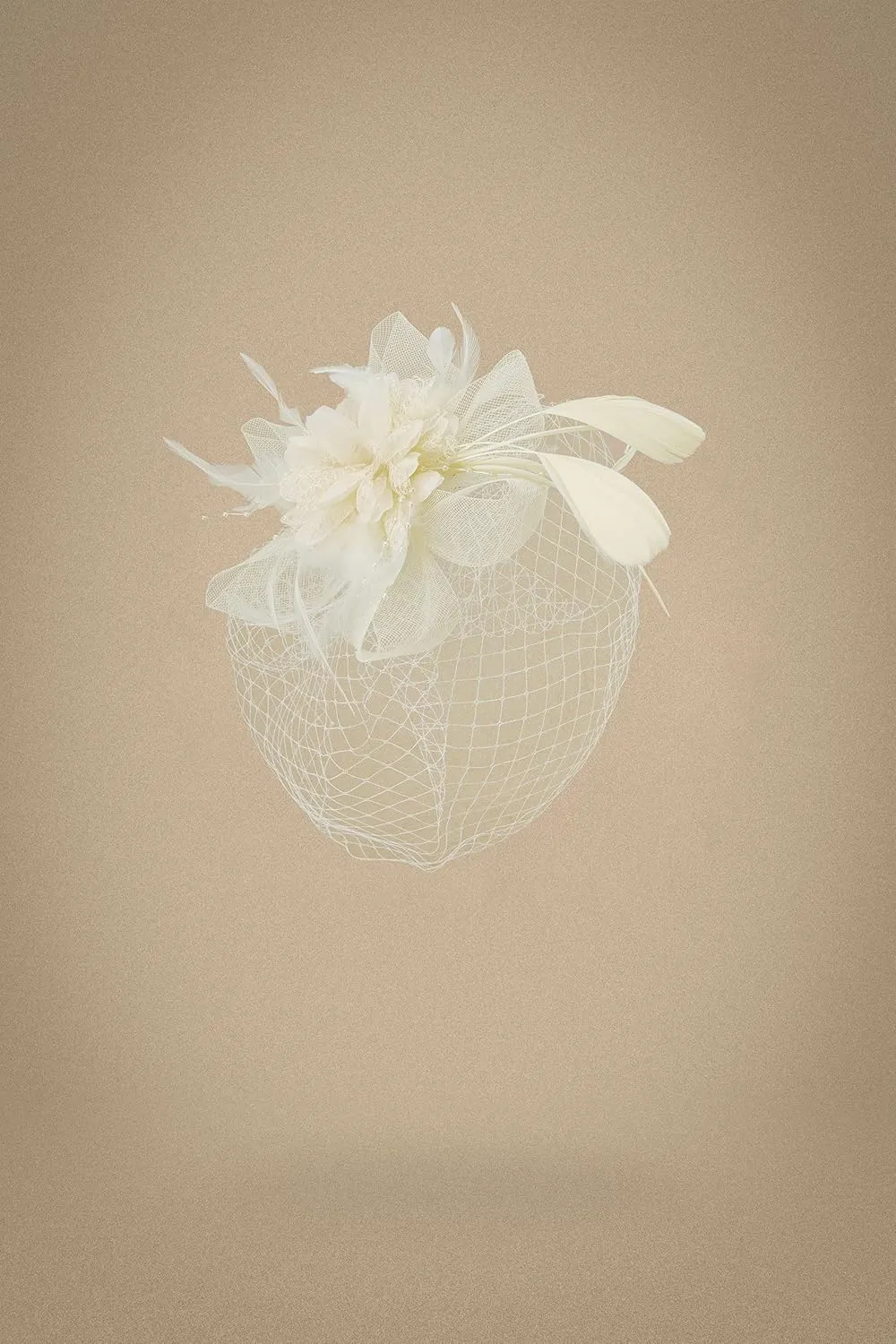 BABEYOND Fascinators Hats for Women - Tea Party Kentucky Fascinator Derby Hat Feathers Flower Mesh Knot Veil Headband Beige