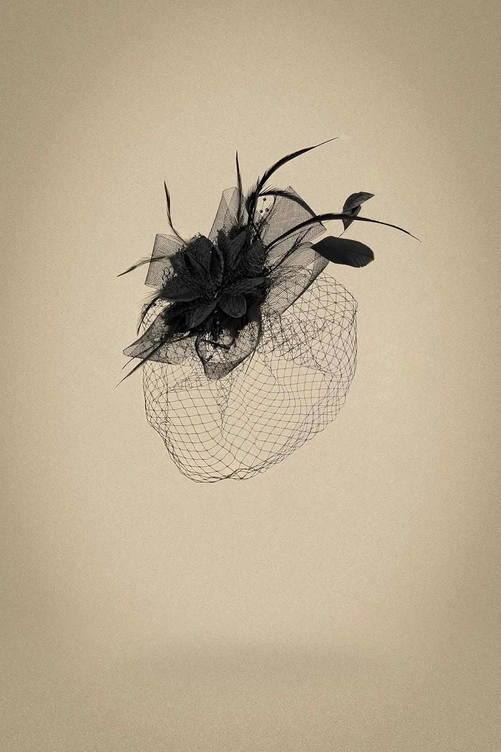 BABEYOND Fascinators Hats for Women - Tea Party Kentucky Fascinator Derby Hat Feathers Flower Mesh Knot Veil Headband Black