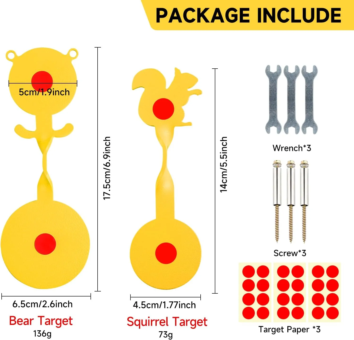 BB Gun Targets Set Hunting & Shooting Targets Spinning Steel - Bear, Bird, and Rooster Sets Three Different Designs, Suitable for Air Guns, Slingshots, Rifle