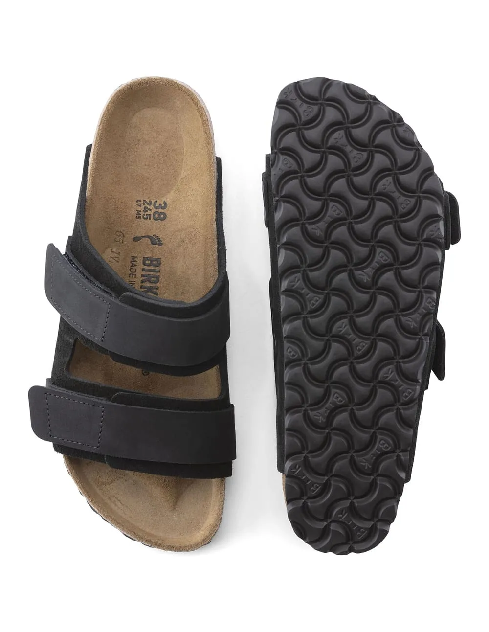 Birkenstock Uji Nubuck Leather Suede Negras Hombre