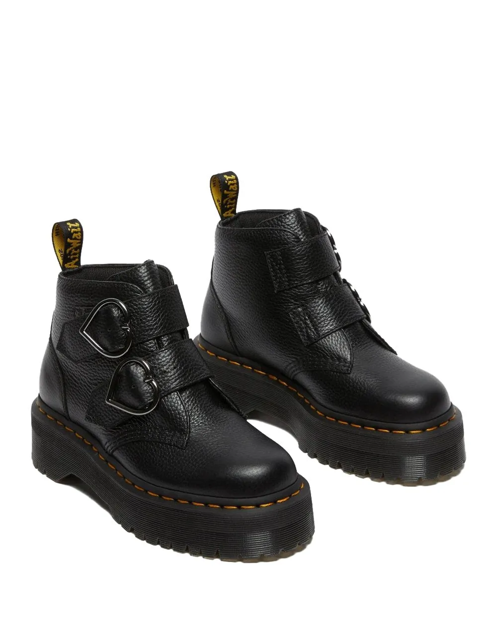 Botas Dr. Martens Devon con Plataforma y Hebillas de Corazón Negras Mujer