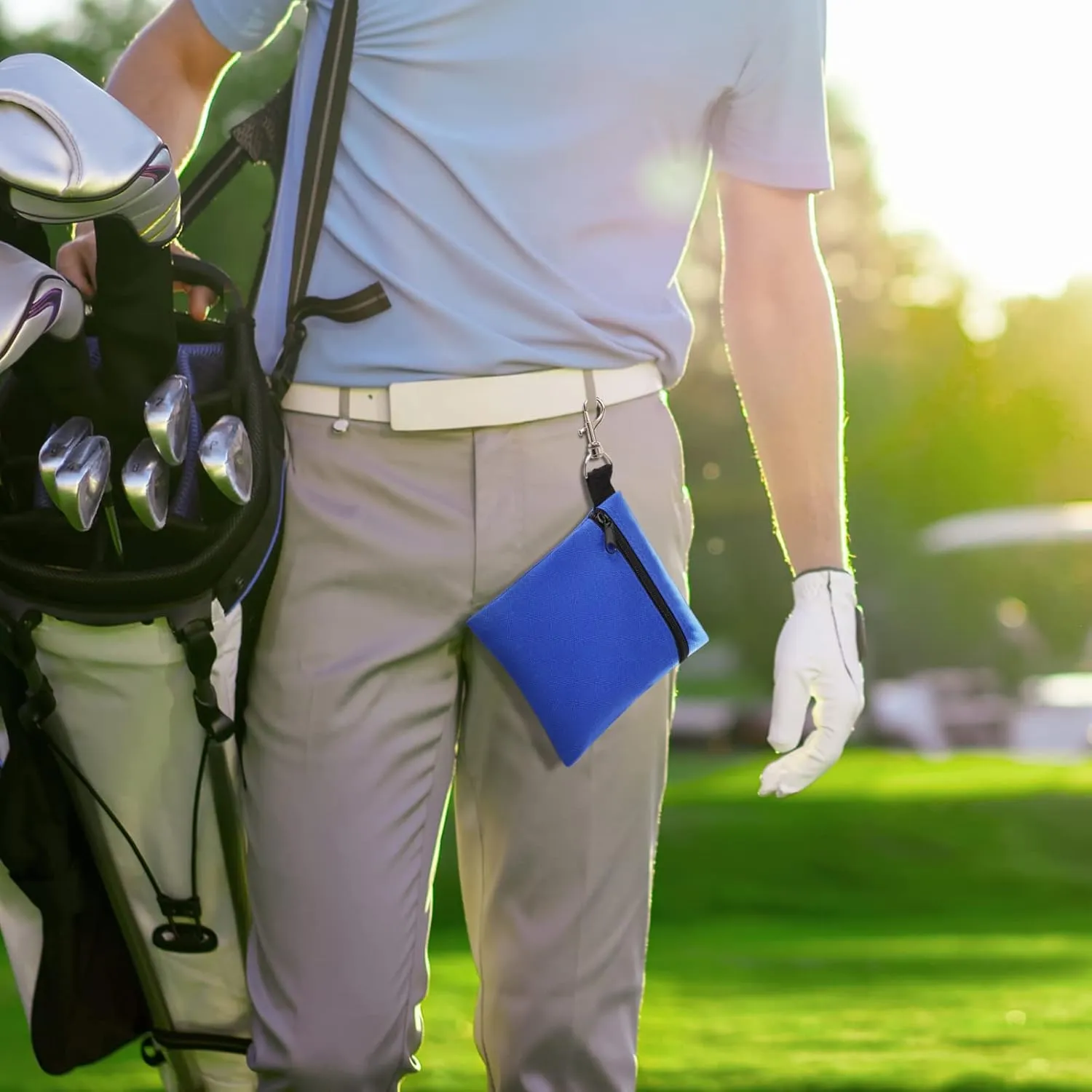 BuyAgain Golf Tee Pouch, 5.62 X 6.87 Inch Professional Zipper Golf Tee/Ball Pouch Bag with Metal Lobster Claw Clip
