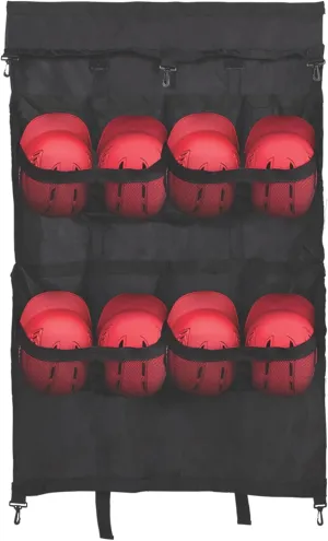 Champion Sports Vinyl Helmet Bag: Softball & Baseball Sports Equipment Caddy with Hanging Hooks - Holds 8 Helmets