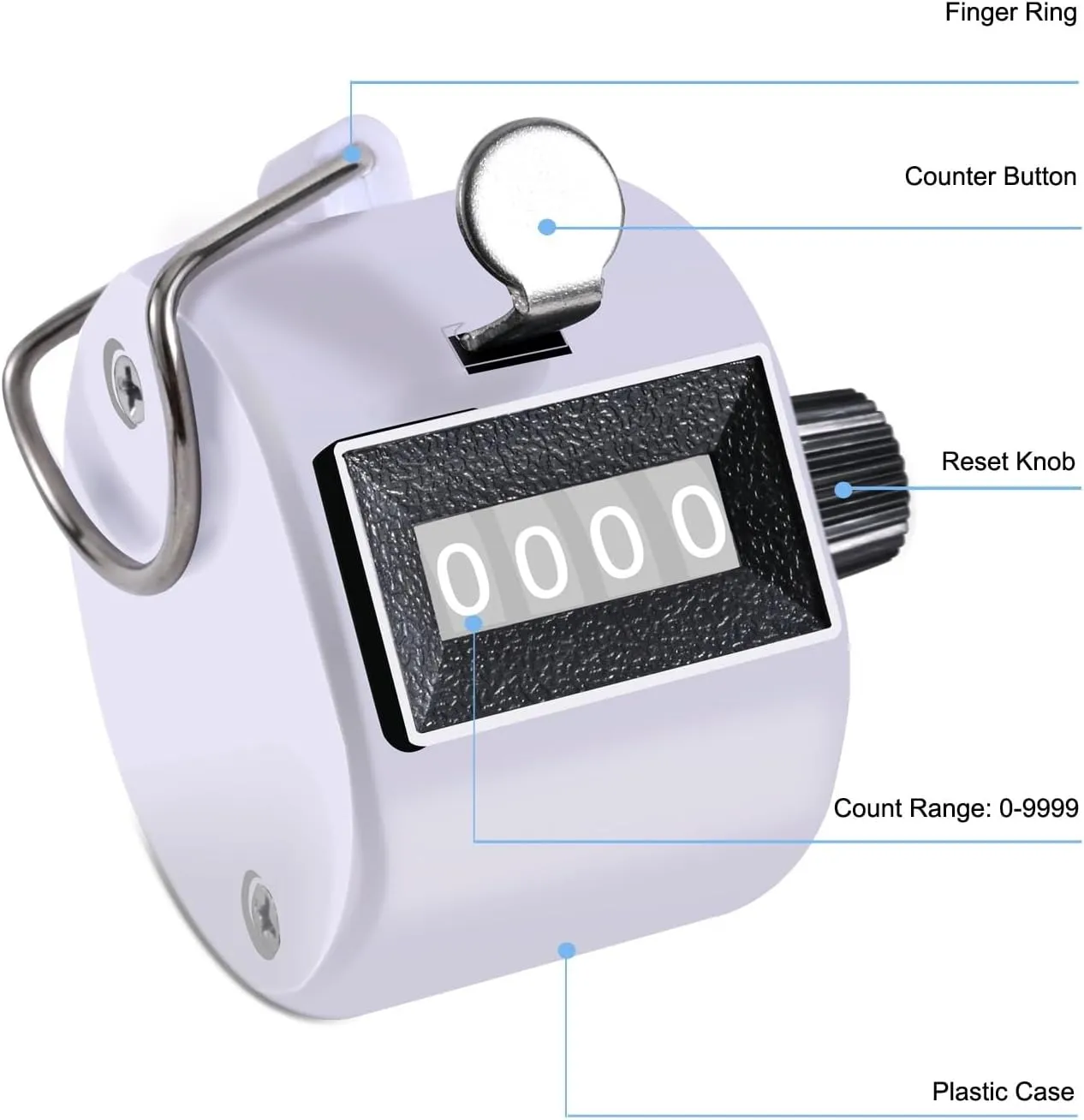 Clicker Counter Handheld Tally Counter 4-Digit Number Counter, 2 Pack Hand Mechanical Counters Clickers Pitch Umpire Click Counter for Coaching, Knitting, People, Lap, Fishing, Golf,