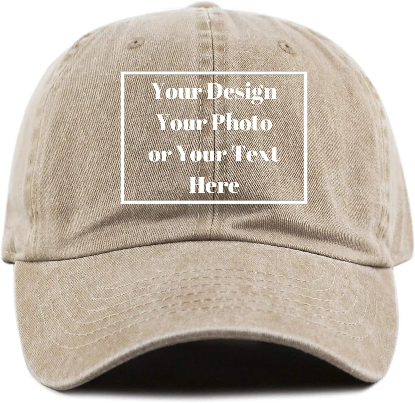 Custom Your Picture Text Logo Unisex Vintage Washed Personalized Plain Adjustable Denim Hat Baseball Cap