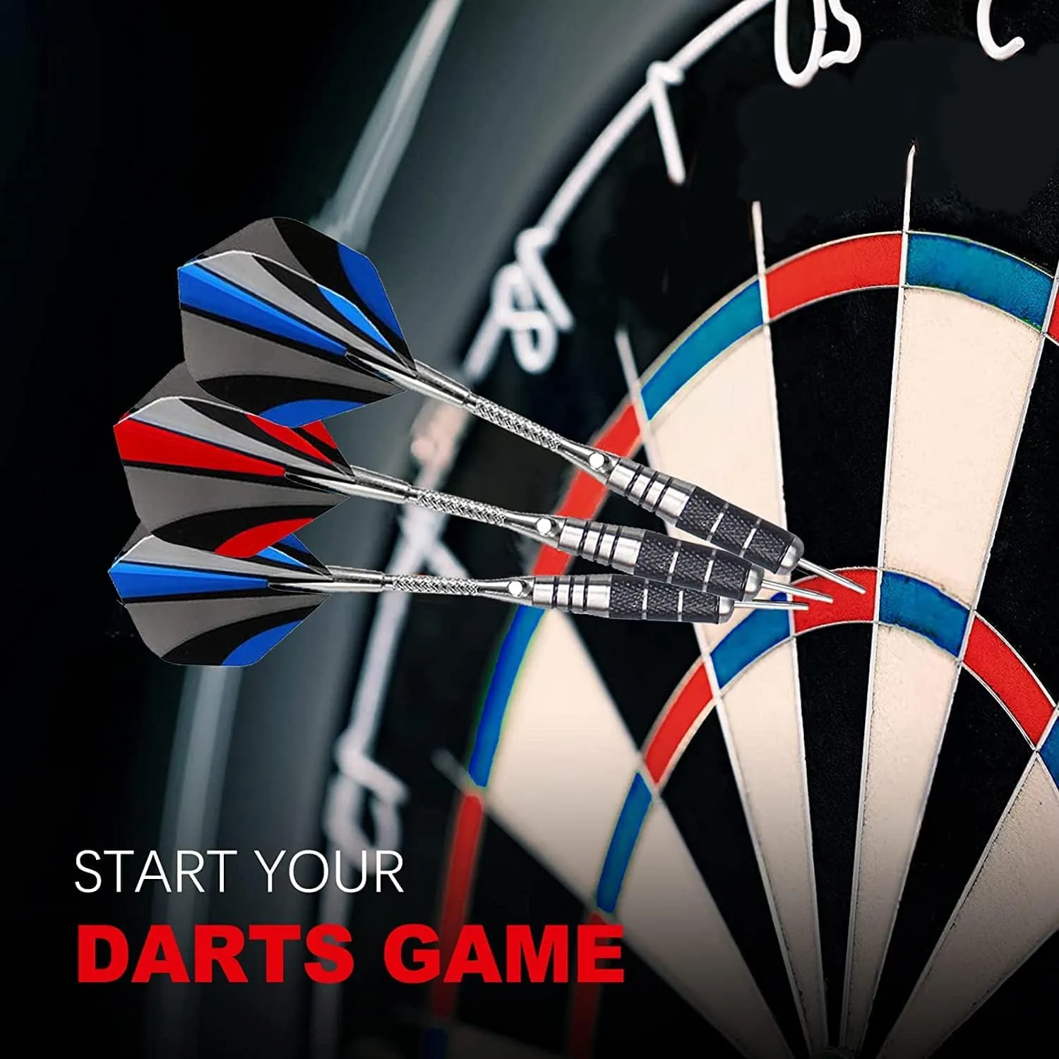 Darts Metal Tip Set Professional Metal Darts for Dartboard Steel Tip Darts with Nonslip Iron Barrel Aluminum Dart Shafts,Extra Flights,Dart Sharpener,Gift Box