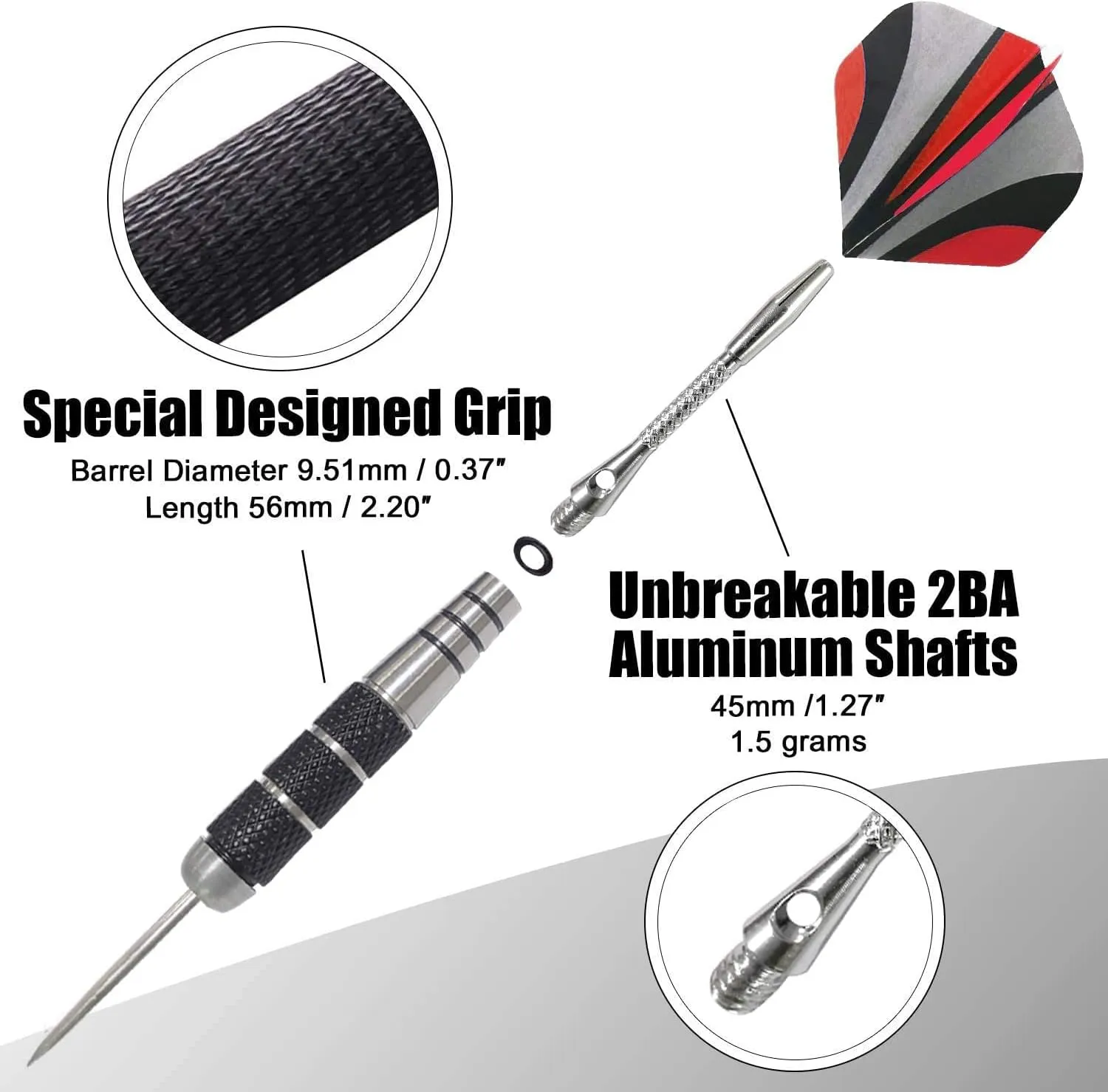 Darts Metal Tip Set Professional Metal Darts for Dartboard Steel Tip Darts with Nonslip Iron Barrel Aluminum Dart Shafts,Extra Flights,Dart Sharpener,Gift Box