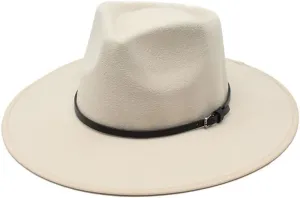 DHAEY New Metal Belt Buckle Accessories Vintage Top Hat, Autumn and Winter Outdoor Binding Jazz Hat Woolen Felt Hat Luopan Caps & Hats (Color : Beige, Size : 56-58cm)
