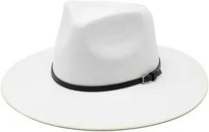 DHAEY New Metal Belt Buckle Accessories Vintage Top Hat, Autumn and Winter Outdoor Binding Jazz Hat Woolen Felt Hat Luopan Caps & Hats (Color : White, Size : 56-58cm)