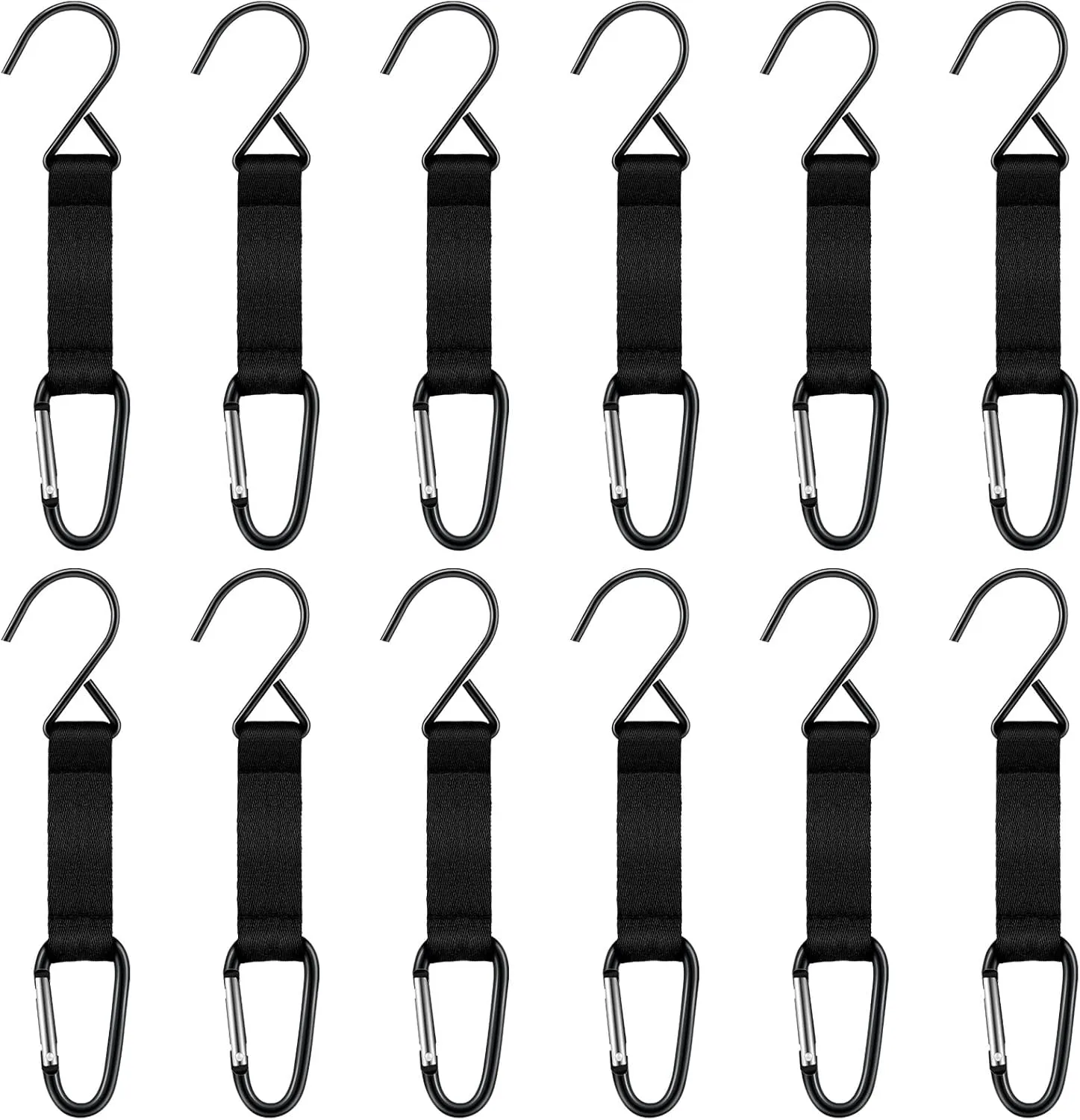 Hungdao Nylon Fence Hooks - Multifunctional Hanging Buckles for Baseball & Softball Equipment(Black Hook,12 Pieces)