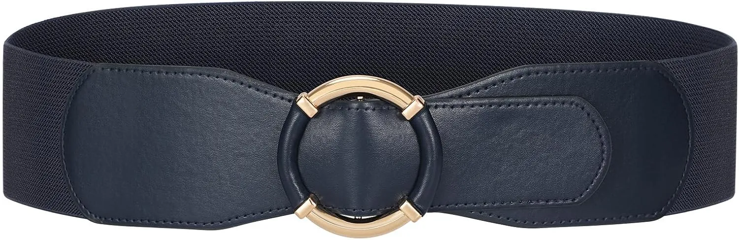 JASGOOD Women Wide Waist Belt Stretchy Elastic Vintage Belts for Dress Ladies Belt with Circle Buckle