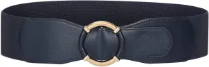 JASGOOD Women Wide Waist Belt Stretchy Elastic Vintage Belts for Dress Ladies Belt with Circle Buckle