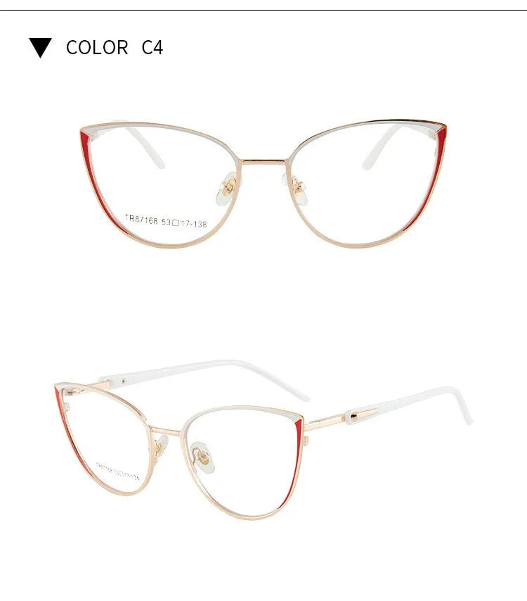KatKani Women's Full Rim Memory TR 90 Resin Cat Eye Frame Eyeglasses Tr7168