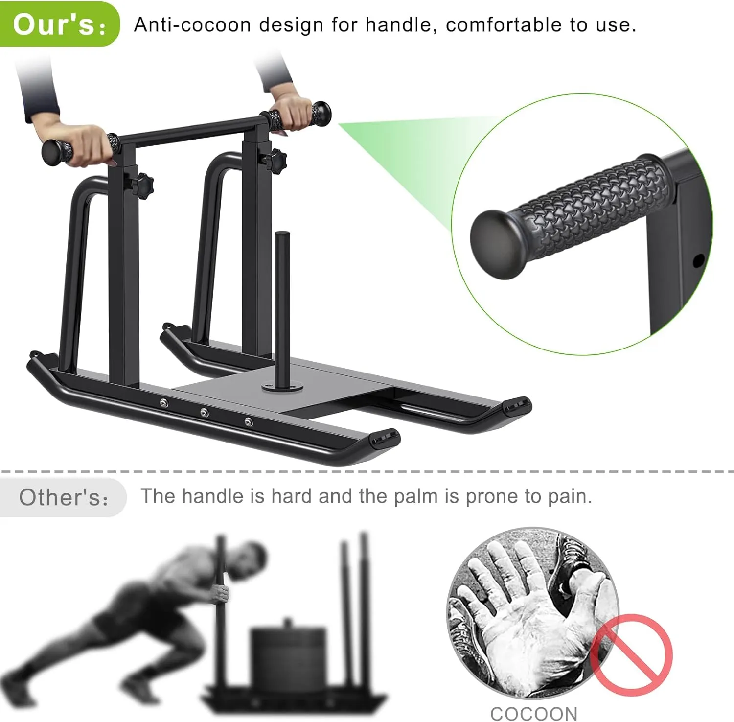Kipika Weight Sled Fitness Sled Speed Training Sled Workout Sled, Adjustable Height Weight Training Sled, Enhance Muscle Strength and Explosive Power, Suitable for 1" & 2" Weight Plate