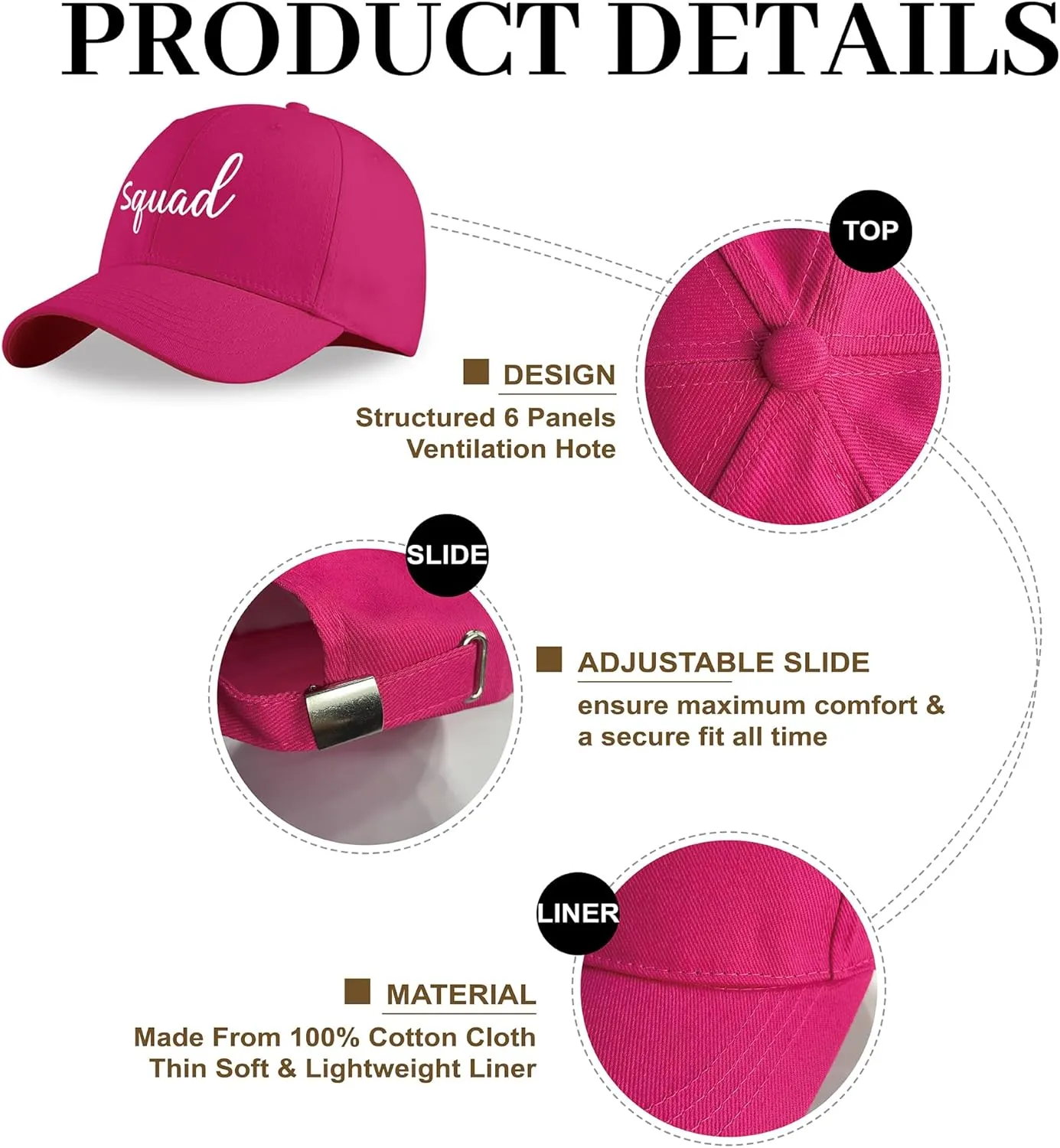 LADY&HOME Bachelor/Bachelorette Party Baseball Hats Set, Embroidered Adjustable Cotton Truck Caps