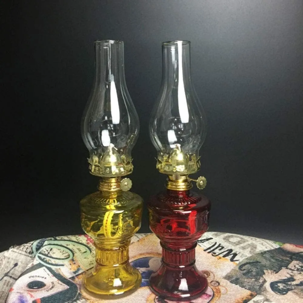 LED Camping Lamp,Emergency Lighting, Classical Nostalgic Oil Lamp Owner's Beacon Household Power Failure Emergency Light Outdoor Windproof Glass Camping Lamp 33Cm/Yellow Yellow (Color : Red) ( Color :