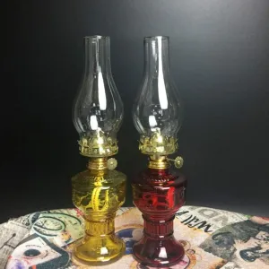 LED Camping Lamp,Emergency Lighting, Classical Nostalgic Oil Lamp Owner's Beacon Household Power Failure Emergency Light Outdoor Windproof Glass Camping Lamp 33Cm/Yellow Yellow (Color : Red) ( Color :
