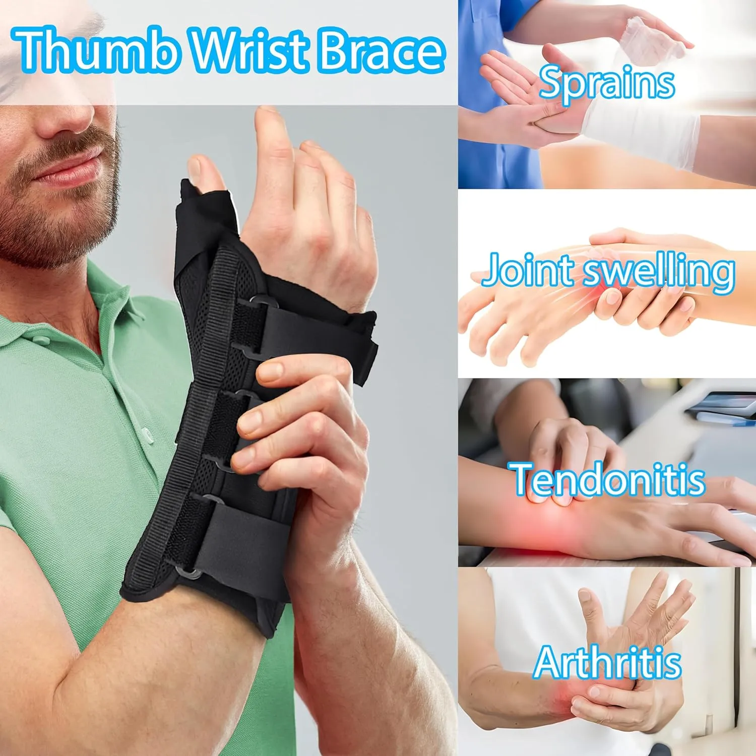 Medibot Wrist Brace & Thumb Spica Splint, for De Quervain's Tenosynovitis, Tendonitis, Carpal Tunnel & Arthritis Wrist Support Thumb Splint (Right Hand - Large)