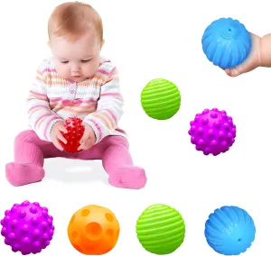 Montessori Toys for Babies 3 Months , Baby Balls 3 to 12 Month for Babies & Toddlers 3M , Textured Multi Ball Set Colorful & Soft Squeezy Sensory Toys. Stress Relief Balls for Infant (4 Pack)