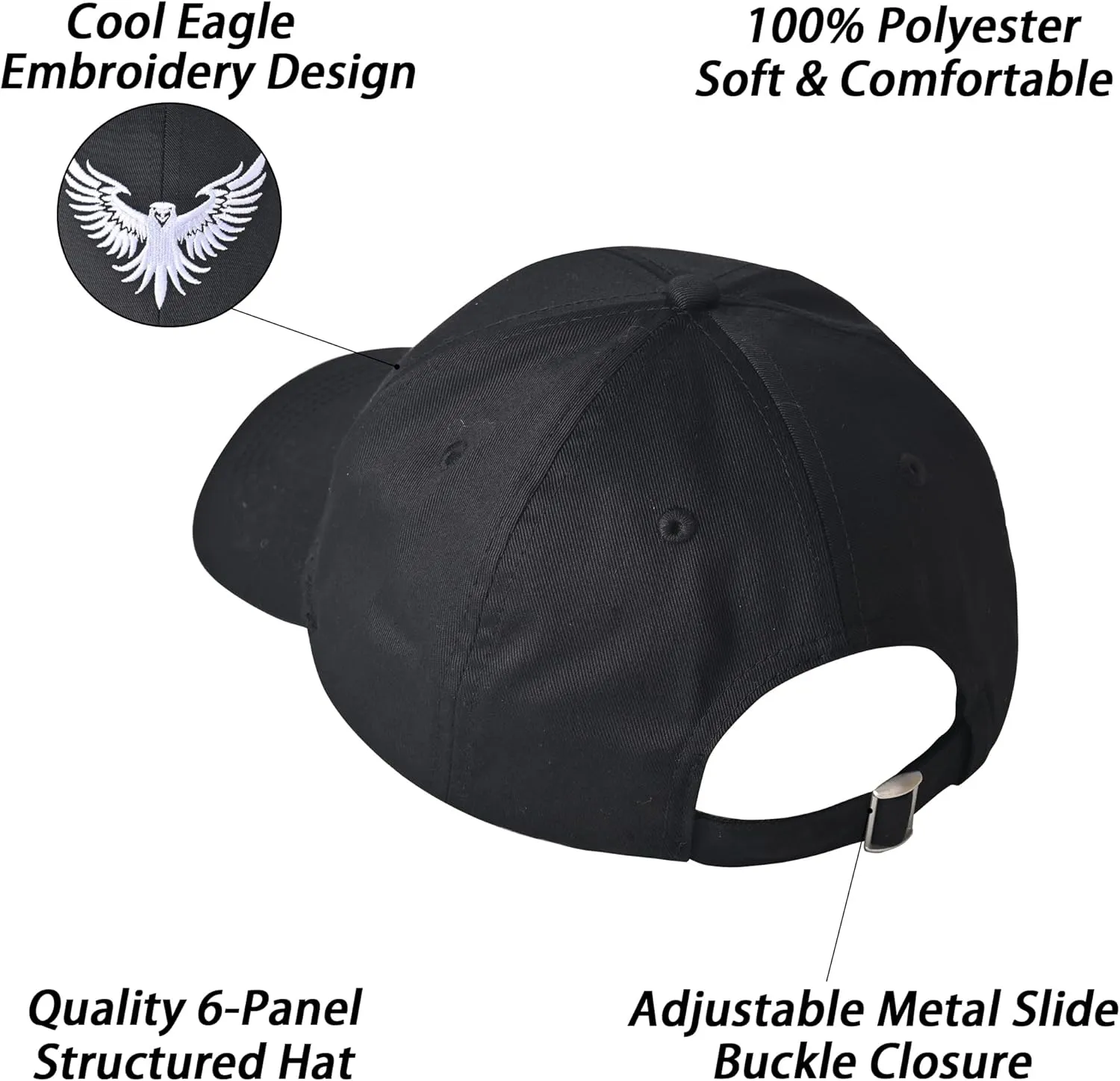 Panda/Eagle Baseball Cap for Women Men Adjustable Fit Structured Trendy Hat