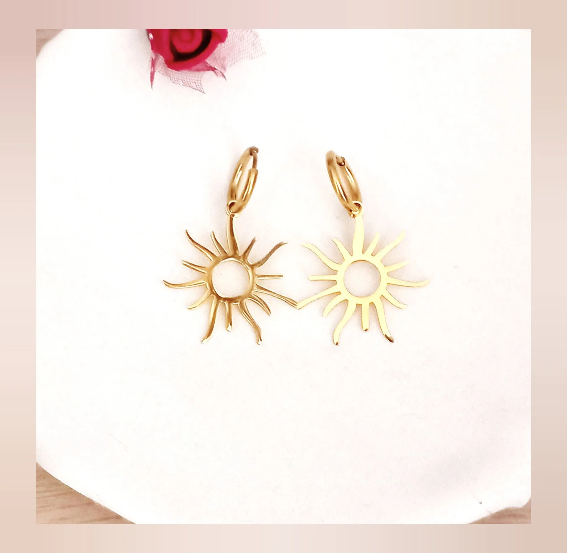 Pendientes Aros Sol acero