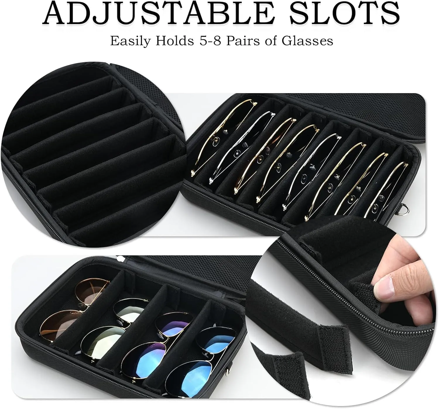 Personalized Initial Hard EVA Shell Sunglass Organizer Case Birthday Gifts for Women Men with Metal Carabiner