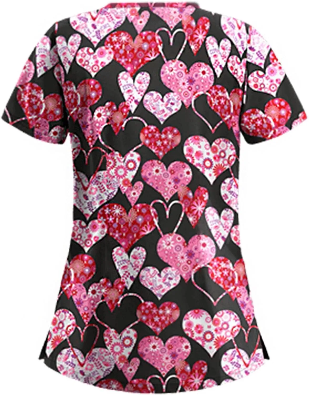 PETYCZEN Womens Scrub Tops Cute Animals Print V Neck Short Sleeve Shirts Stretch Nurse Uniform Medical Scrubs with Pockets