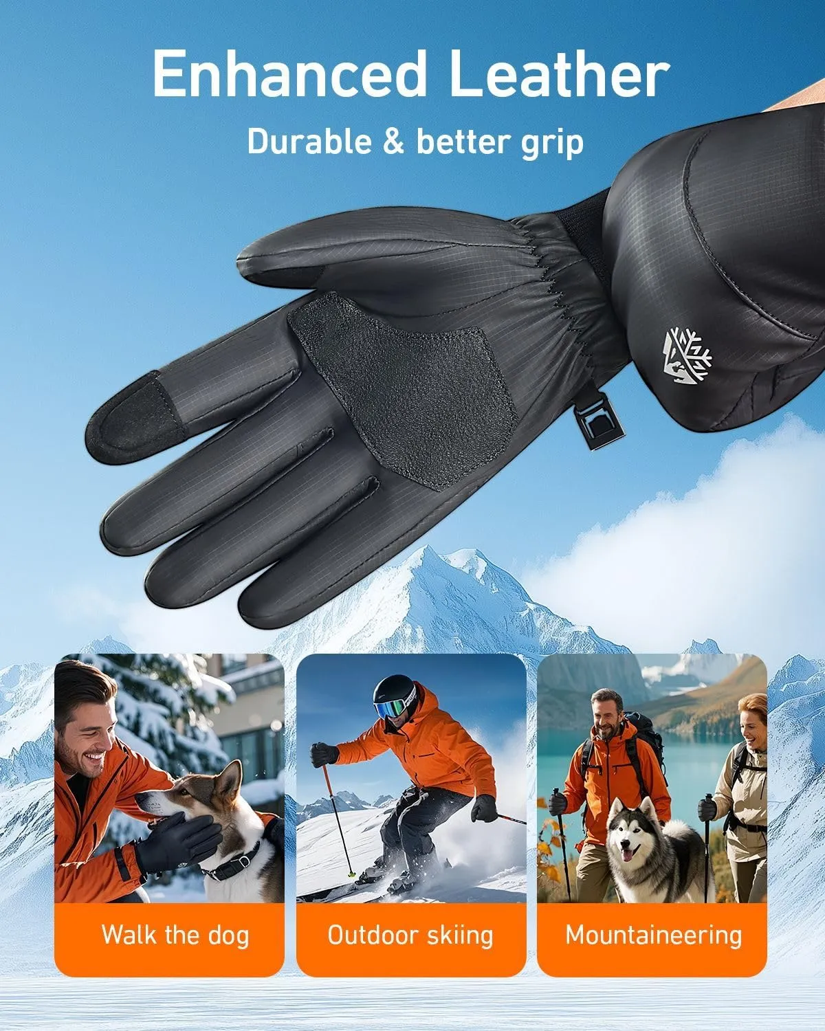 RIGWARL Winter Gloves for Cold Weather, Warm Snow Gloves Men Women, Skiing Glove with Touchscreen Fingers for Hiking Running