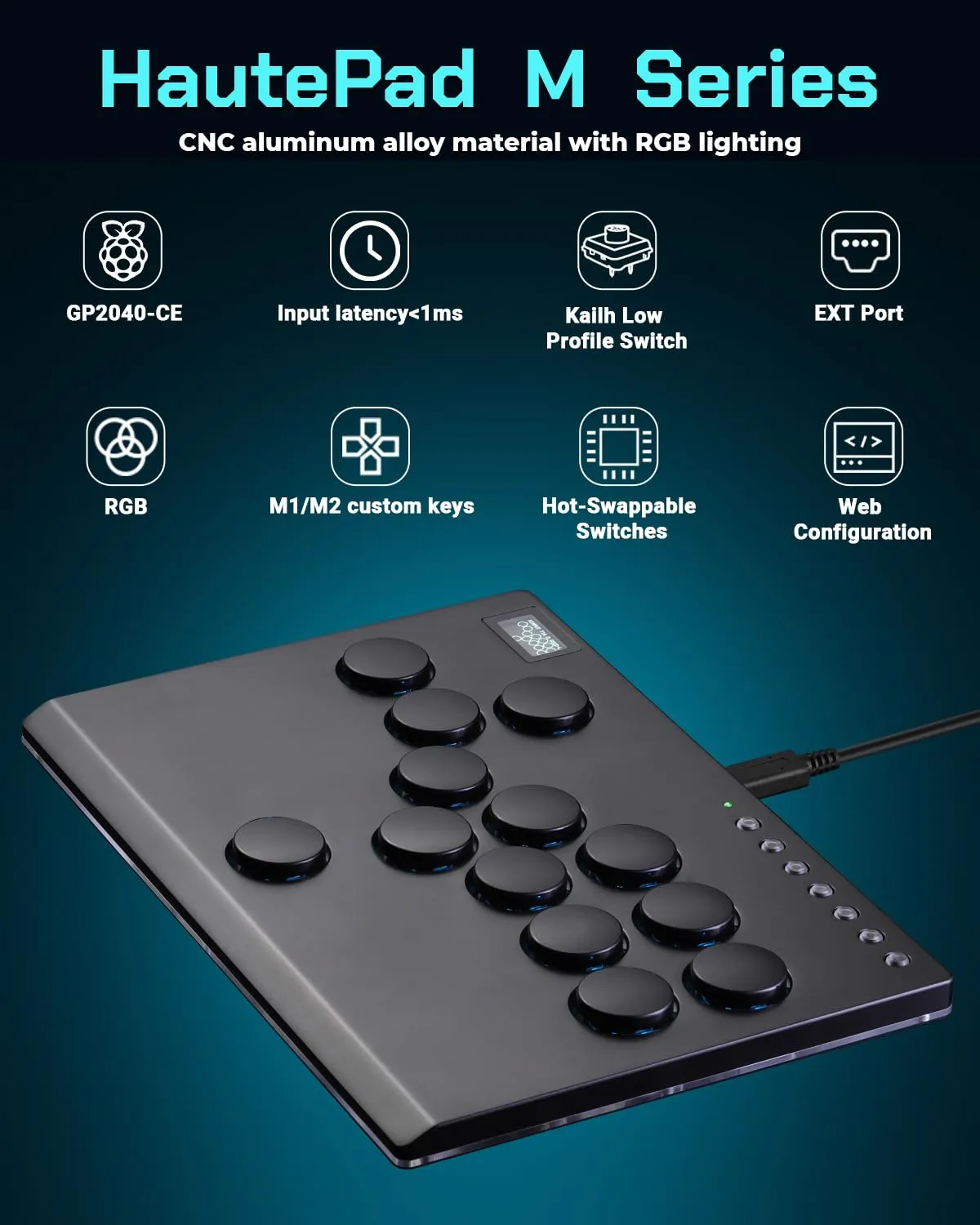 Sehawei Haute42 All Metal Arcade Stick 13Keys All-Button Controller with Custom RGB & Turbo Functions,Arcade Fighting Stick for PC/Ps3/Ps4/Switch/Steam-Supports SOCD
