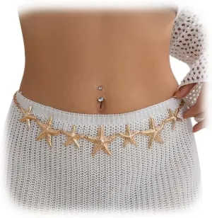 Simple Starfish Waist Chain Belt & Bikini Body Jewelry - Sexy Metal Waist Belt for Women - Summer Beach Occasion