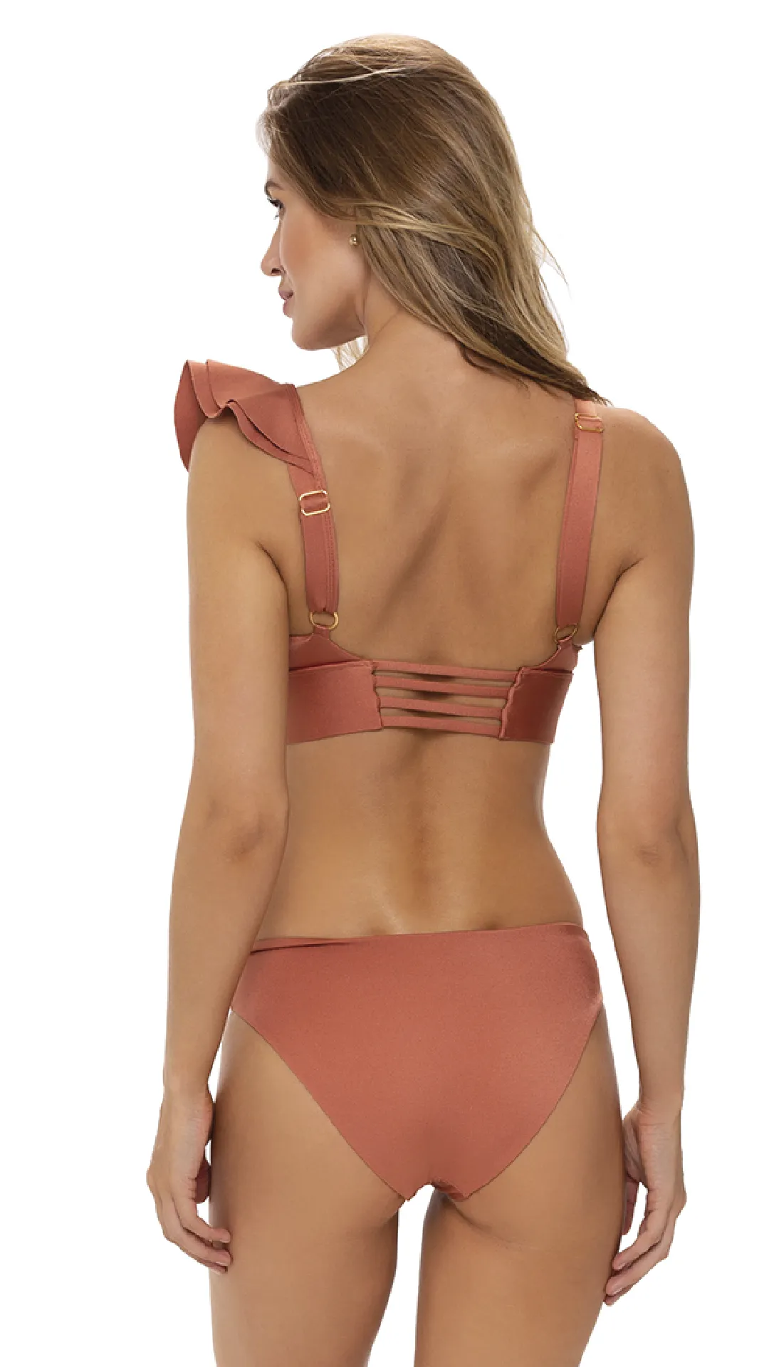 Soleil Ruffled Copper Bikini Top
