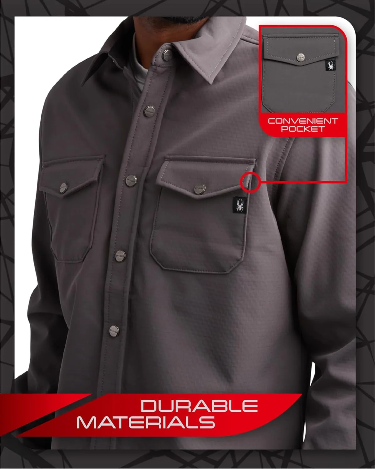 Spyder Men's Softshell Shirt Jacket - Wind Resistant Polar Fleece Bonded Long Sleeve Button Down Shirt for Men (Sizes: S-XXL)