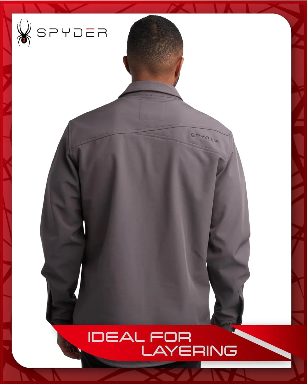 Spyder Men's Softshell Shirt Jacket - Wind Resistant Polar Fleece Bonded Long Sleeve Button Down Shirt for Men (Sizes: S-XXL)
