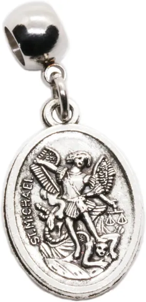 St Michael Charm - Guardian Angel St Michael Pendant for Men with Stainless Steel Connector and Metal Alloy Charm - St Michael the Archangel Necklace, Durable Religious Jewelry for Daily Wear