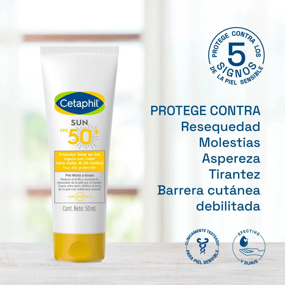 Sun Protector Solar en Gel Ligero con Color Ultra Matte & Oil Control Muy Alta Protección FPS 50  CETAPHIL®