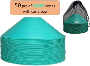 Thicker Disc Cones (Set of 50) Agility Soccer Cones with Carry Bag for Training,Football, Kids, Sports, Field Cone Markers
