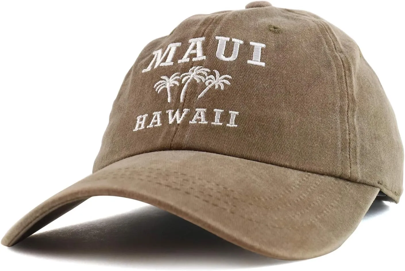 Trendy Apparel Shop Maui Hawaii with Palm Tree Embroidered Unstructured Baseball Cap