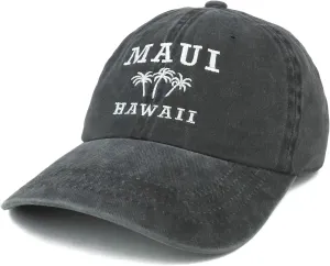 Trendy Apparel Shop Maui Hawaii with Palm Tree Embroidered Unstructured Baseball Cap