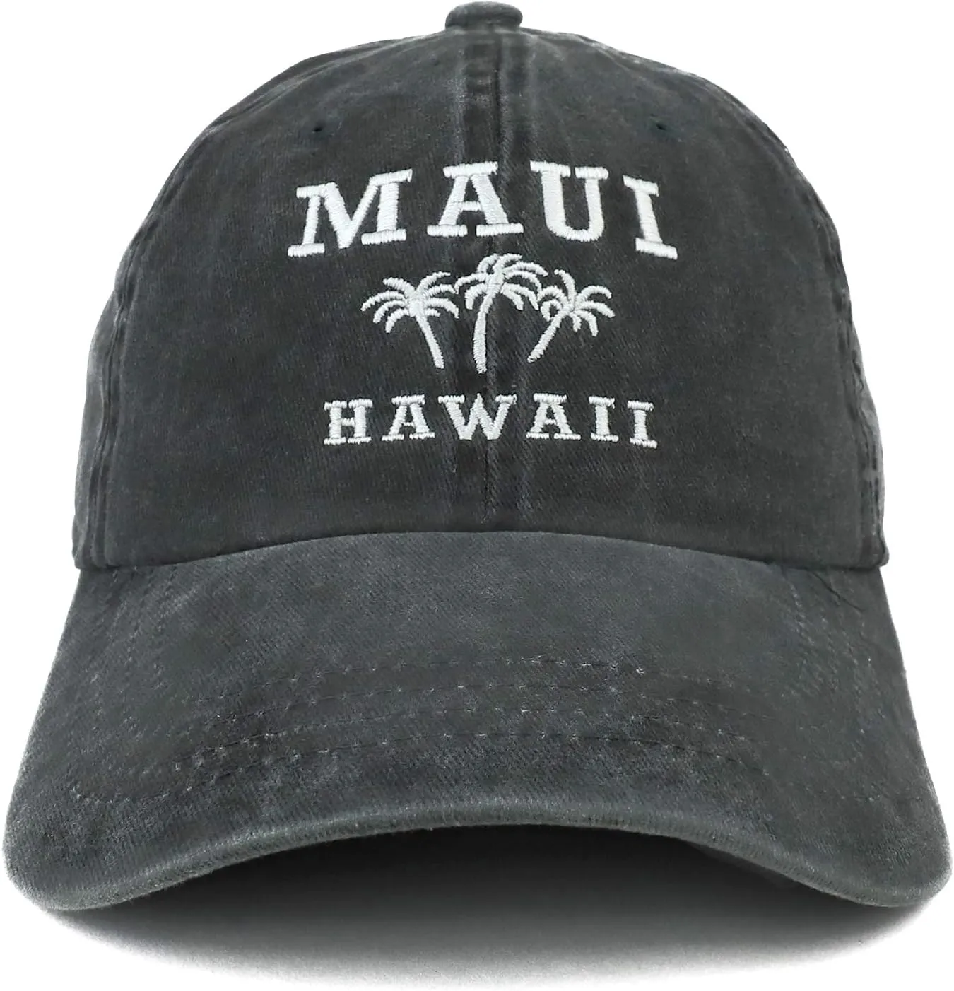 Trendy Apparel Shop Maui Hawaii with Palm Tree Embroidered Unstructured Baseball Cap