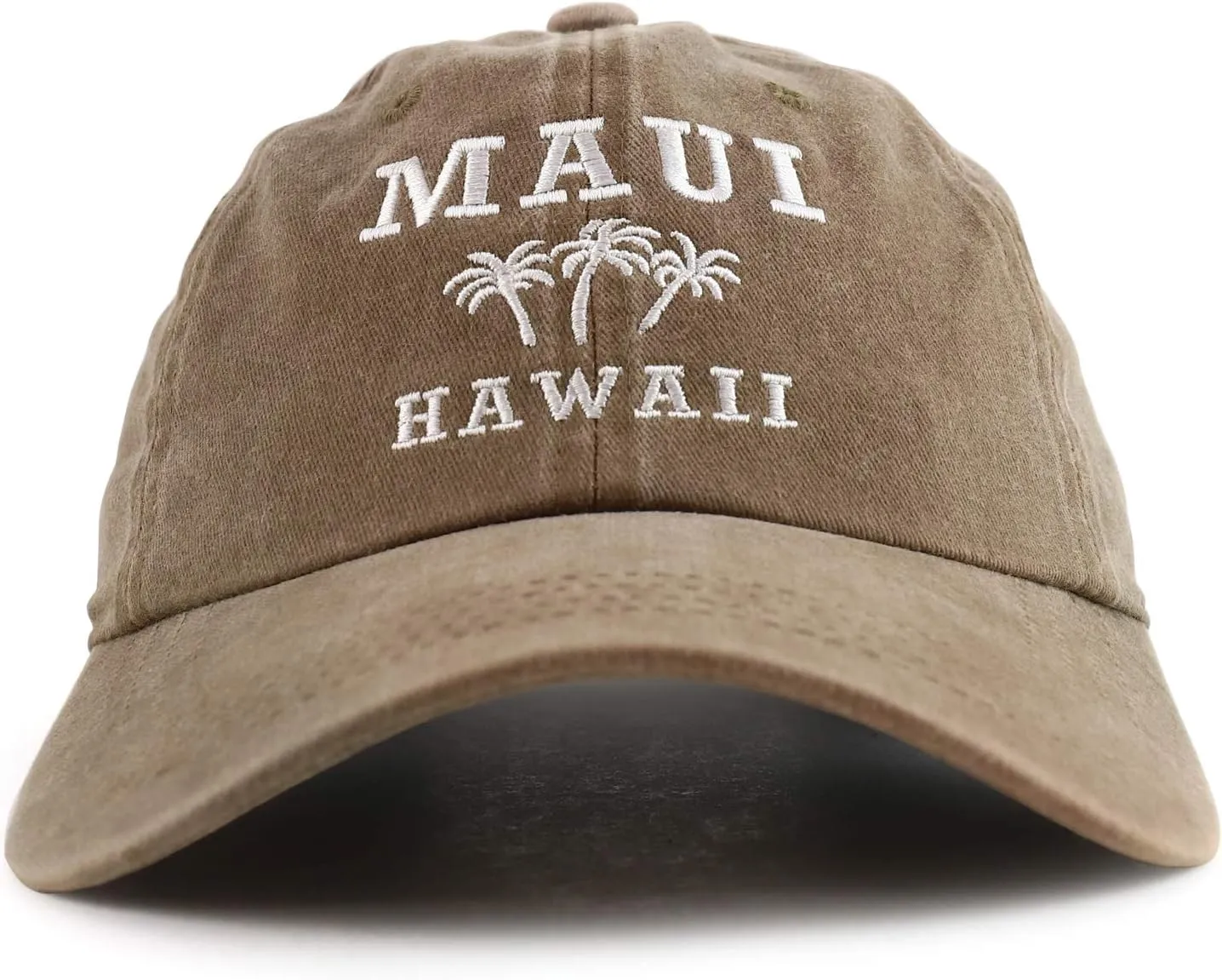 Trendy Apparel Shop Maui Hawaii with Palm Tree Embroidered Unstructured Baseball Cap