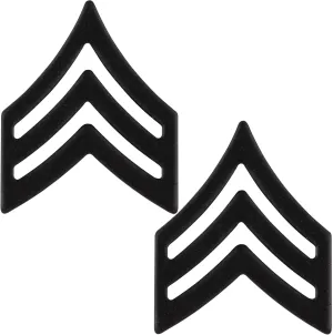 US Army Sergeant Rank Subdued Black Metal Pin On