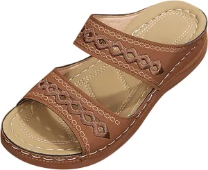 Walking Sandals for Women Open Toe Slip On Wedge Slides Arch Support Orthopedic Sandal Memory Foam Platform Shoes