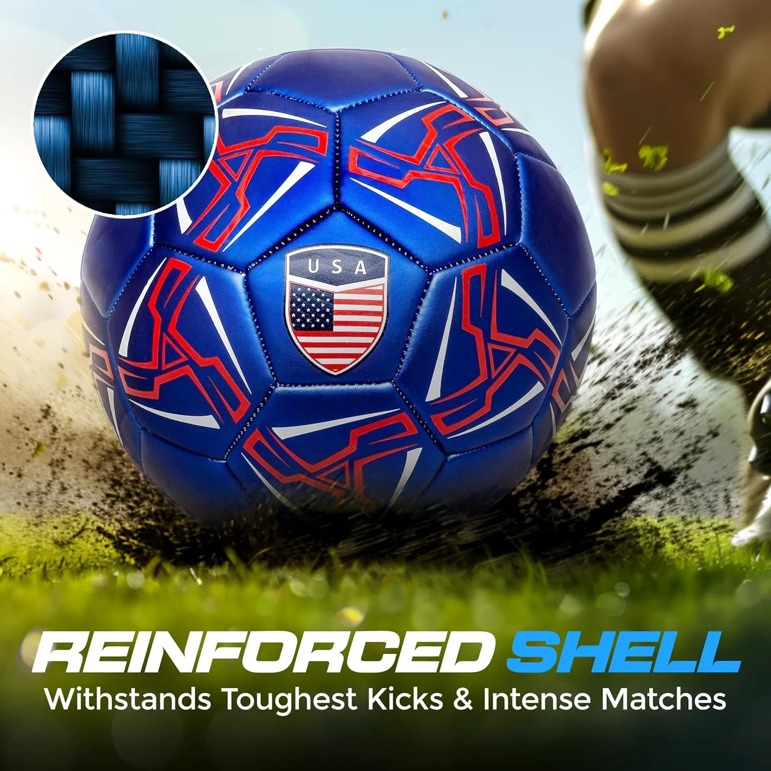 Western Star Soccer Ball USA Size 3 & Size 4 & Size 5 - Official Match Weight - 4 Colors - Youth & Adult Soccer Players - Attractive and Durable Design