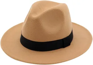 Women Men Classic Fedora Hat Wide Brim Flat Top Jazz Panama Hat Casual Church Hat for Men Women