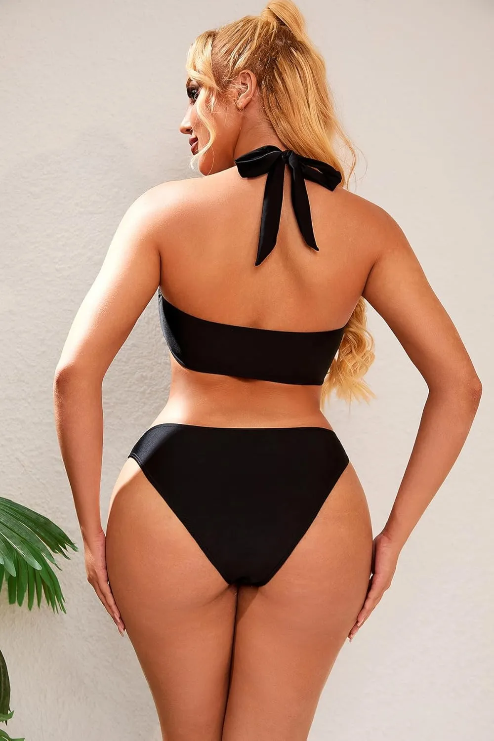 Women One Piece Swimsuit Slimming Cutout Fashoin Swimwear Metal Ring Bathing Suit Female Beachwear