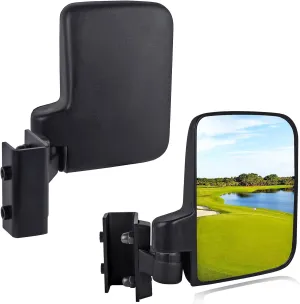 Xislet No-drilling Golf Cart Mirrors with All Metal Clamps Compatible with Yamaha Club Car EZGO Golf Cart Breakway Folding Side Rear View Mirrors Real HD Glass