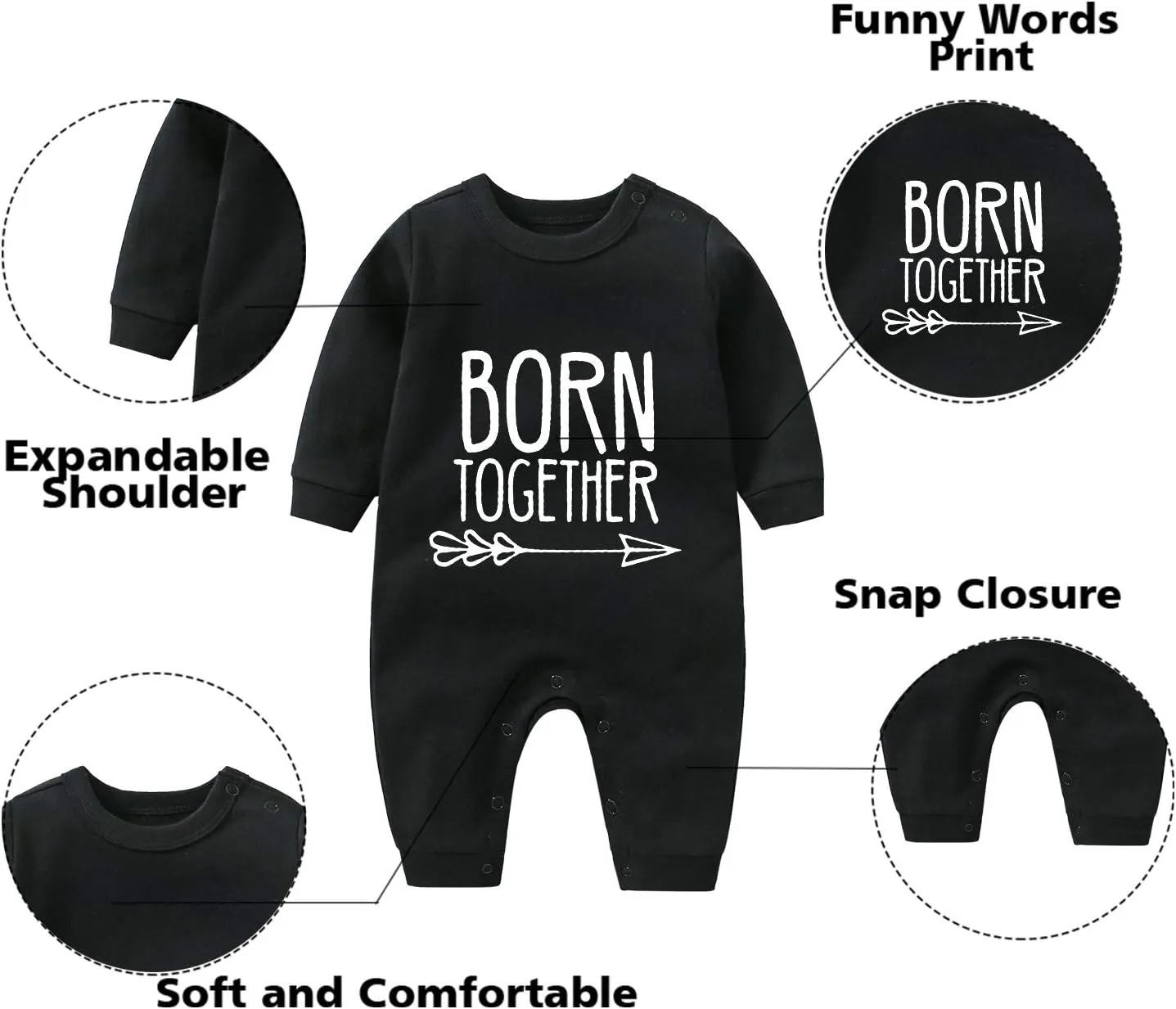 YSCULBUTOL Baby Twins Bodysuit with hat Born Together Friend Forever Baby boy Clothes Toddler Girl Clothes