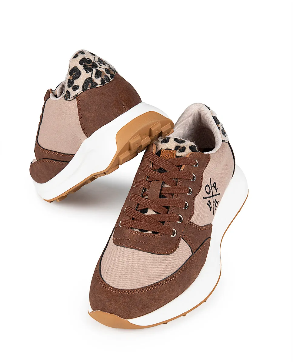Zapatilla Zeta Leopardo Marrón