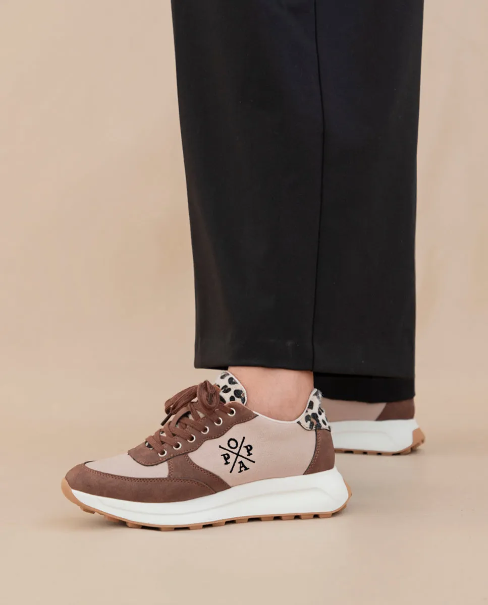 Zapatilla Zeta Leopardo Marrón